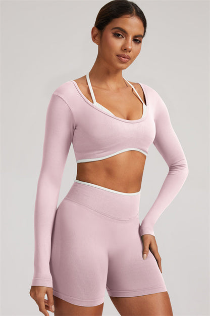 The Elevate Long Sleeve Crop top Shorts 2-Piece Set