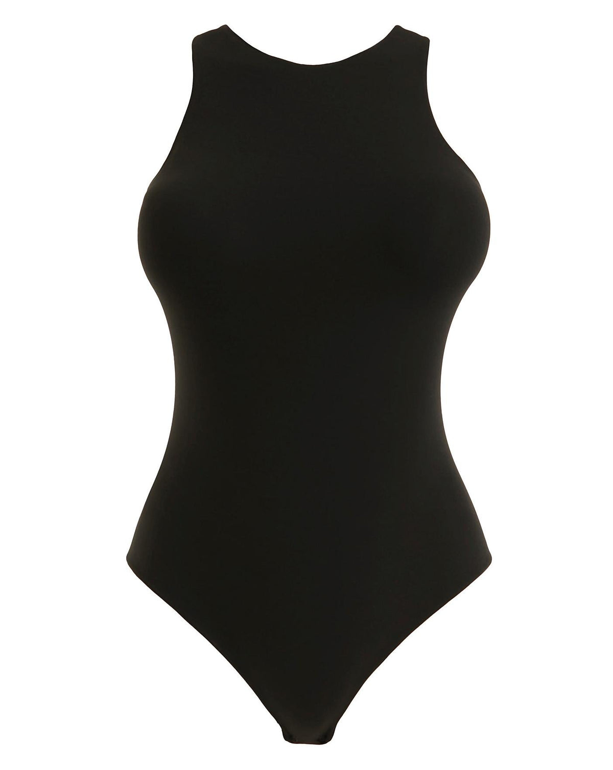 Women’s halter neck shapewear bodysuit with tummy control and butt lift.