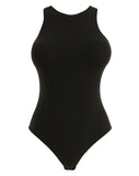 Women’s halter neck shapewear bodysuit with tummy control and butt lift.