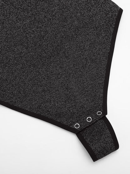 Shiny Draped-Neck All-in-One Shapewear Bodysuit