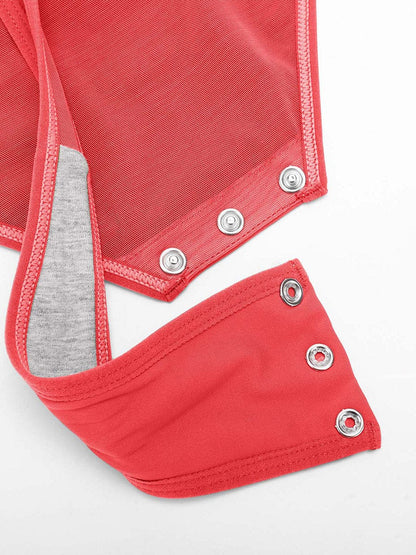 V-Neck Pleated Tummy Control Bodysuit