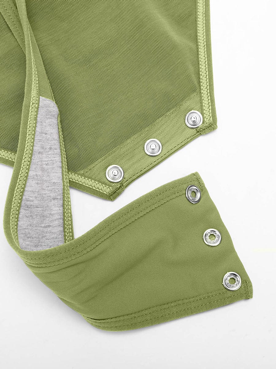 V-Neck Pleated Tummy Control Bodysuit