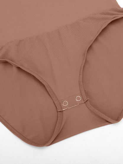 Seamless Crew-Neck Long-Sleeve Tummy Control Bodysuit