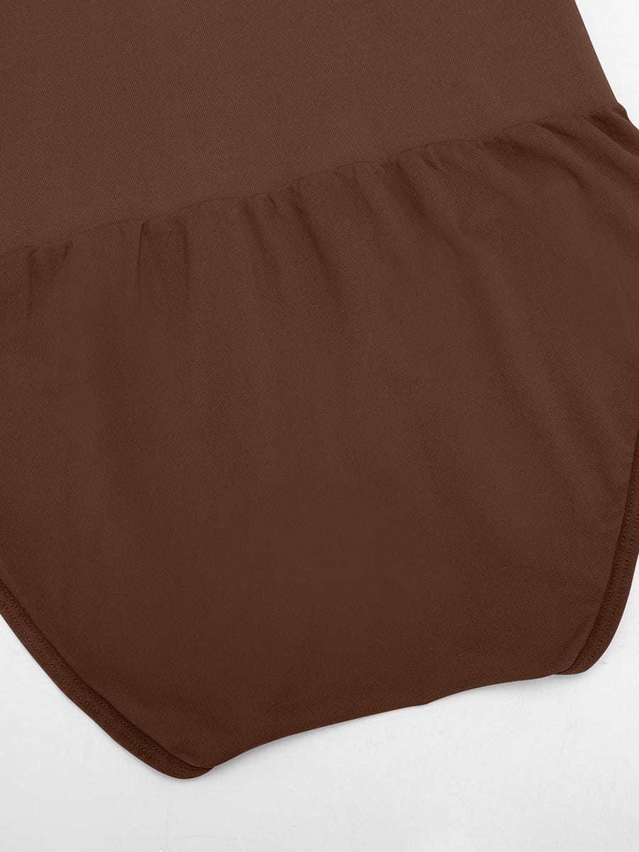 Seamless Crew-Neck Long-Sleeve Tummy Control Bodysuit