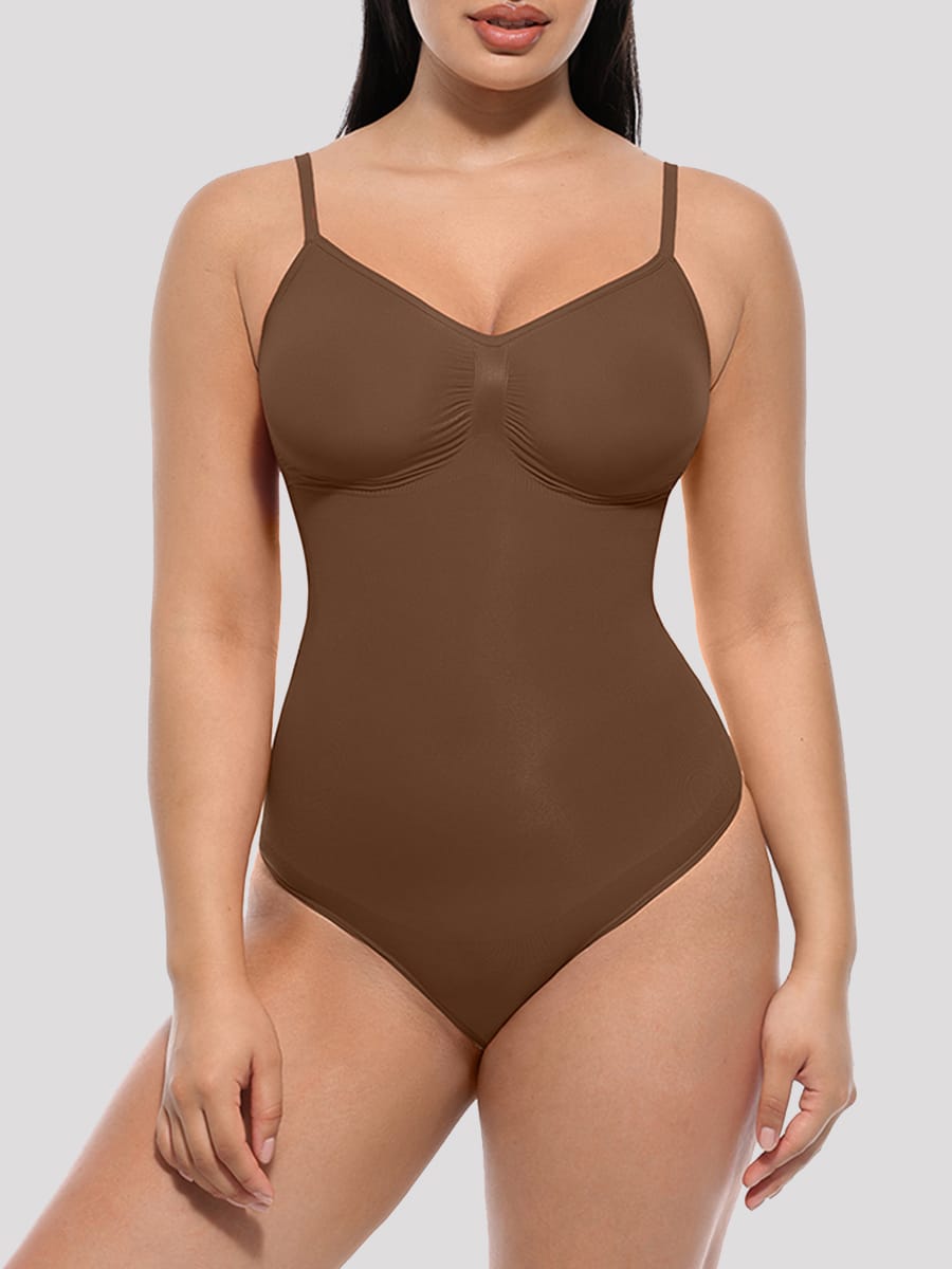 Seamless Covered-Bust Thong Bodysuit