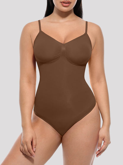 Seamless Covered-Bust Thong Bodysuit