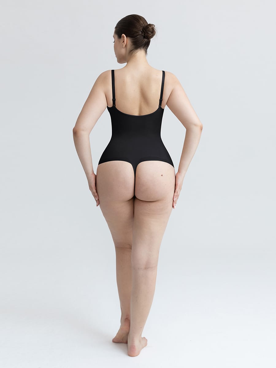 Seamless V-Neck Ruched Bust Tummy Control Bodysuit