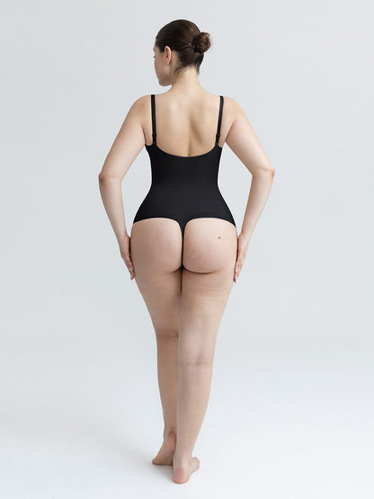 Seamless V-Neck Ruched Bust Tummy Control Bodysuit