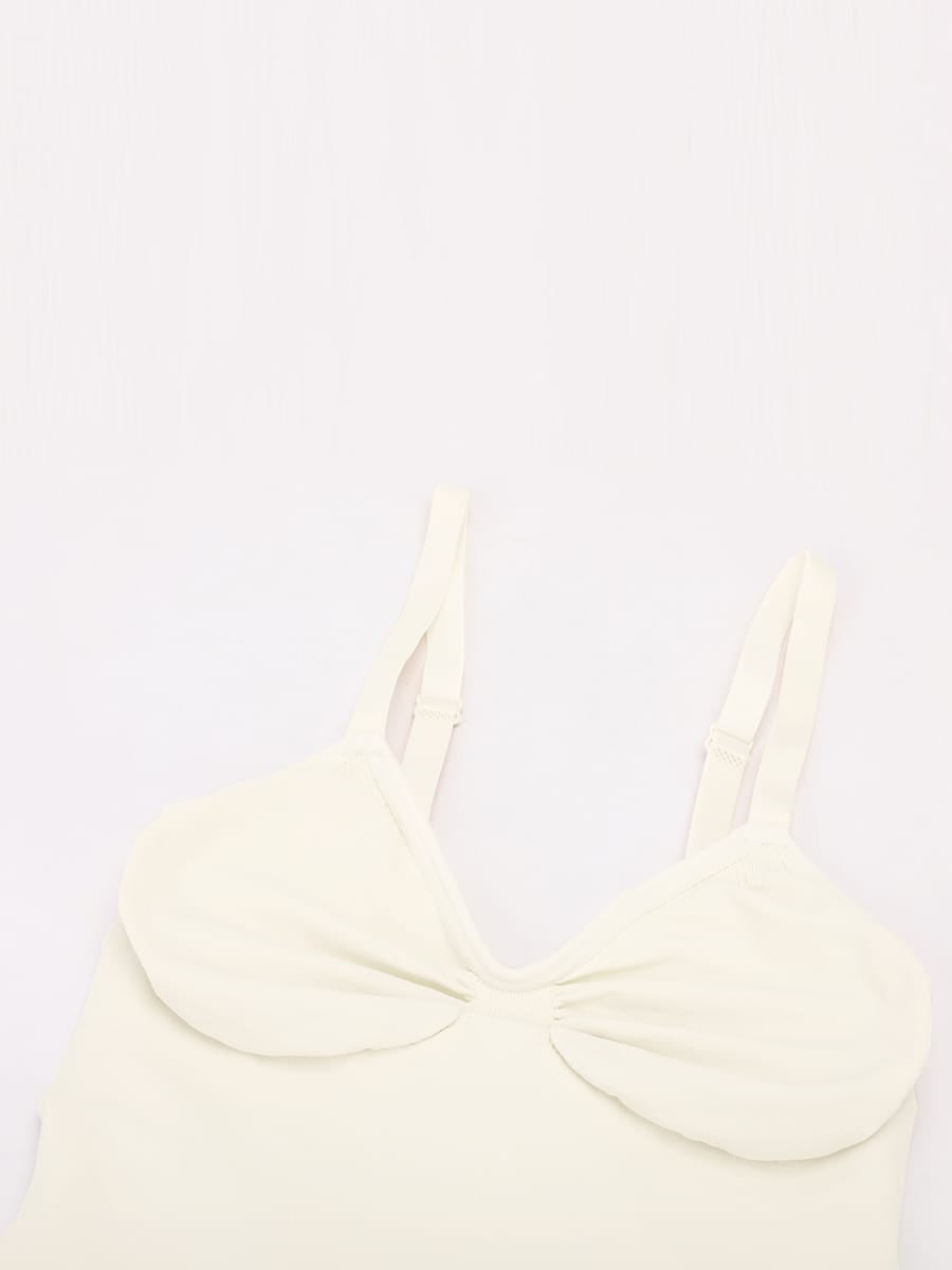 Seamless V-Neck Ruched Bust Tummy Control Bodysuit