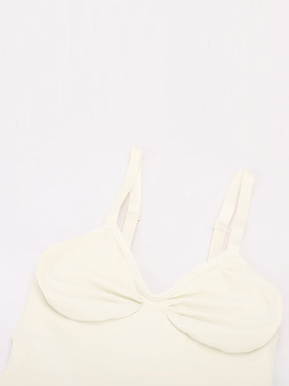 Seamless V-Neck Ruched Bust Tummy Control Bodysuit
