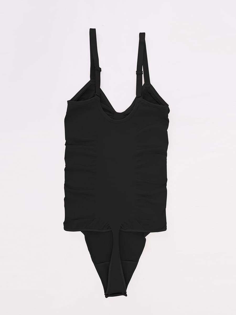 Seamless V-Neck Ruched Bust Tummy Control Bodysuit