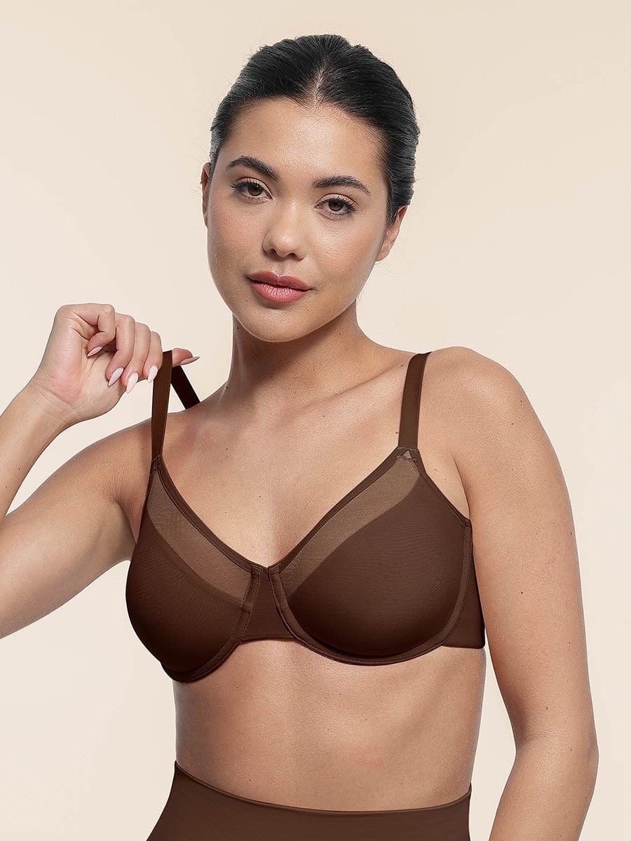 Mesh Full-Coverage Unlined Underwire Bra