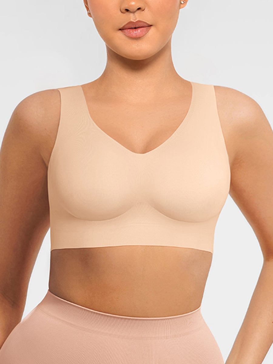Fitted V-Neck Seamless Bra Tank Top
