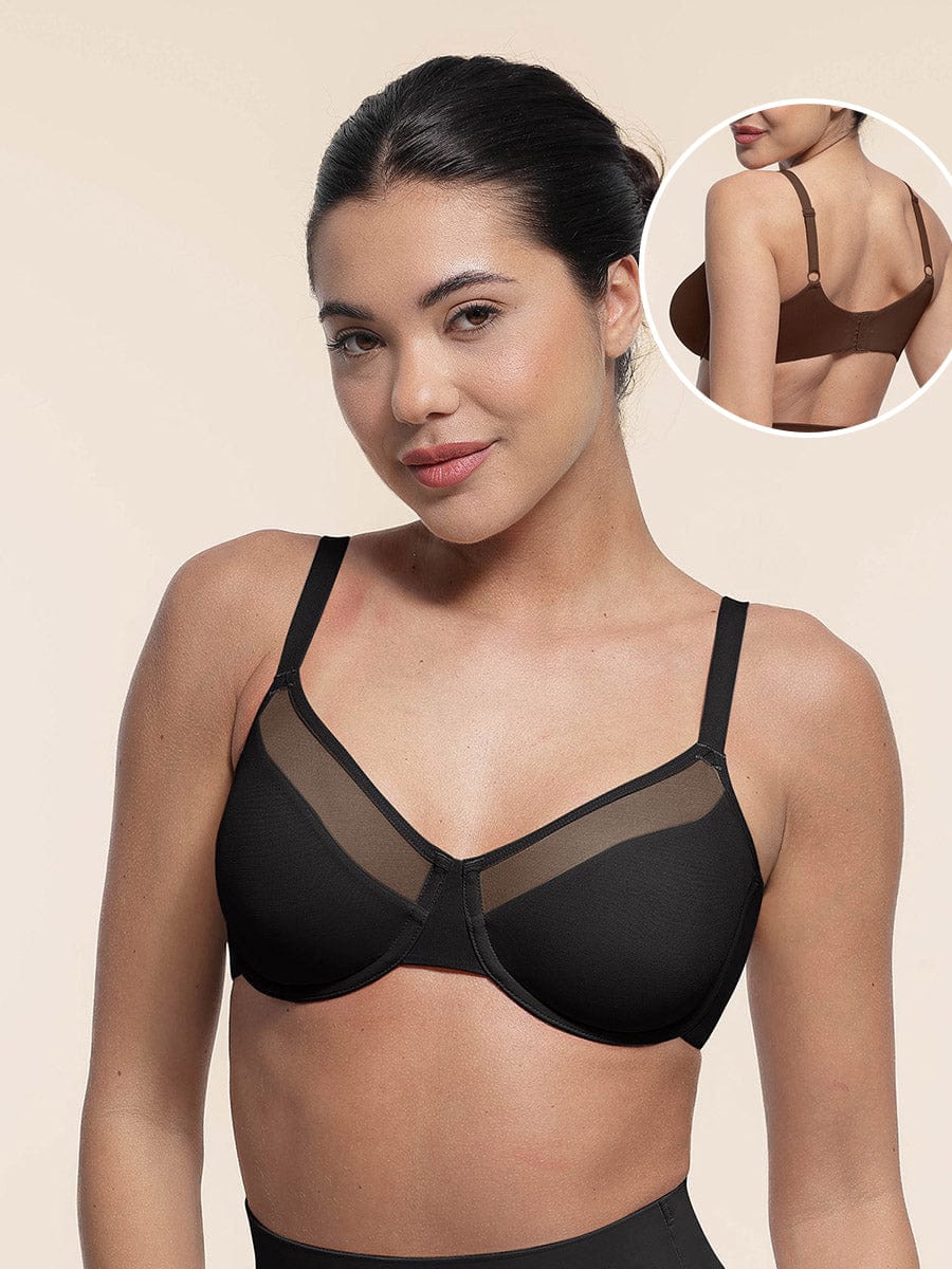 Mesh Full-Coverage Unlined Underwire Bra