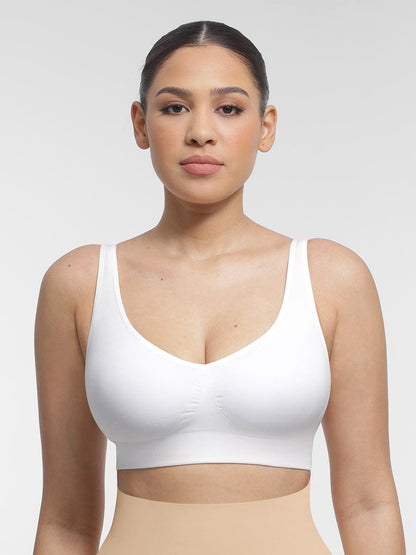 Seamless Back-Smoothing Support Bra with Removable Cups