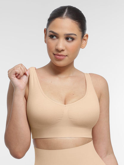Seamless Back-Smoothing Support Bra with Removable Cups