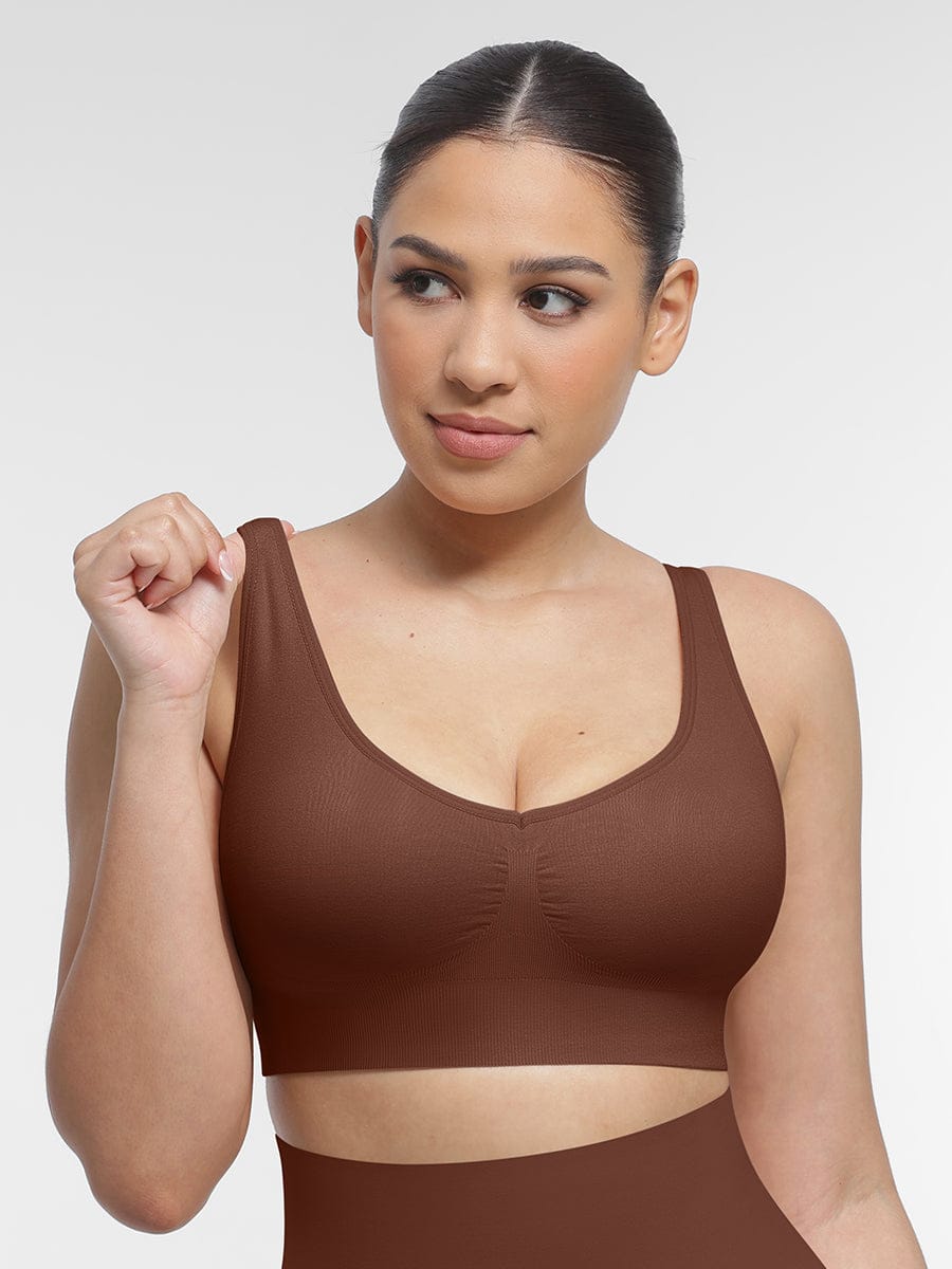 Seamless Back-Smoothing Support Bra with Removable Cups