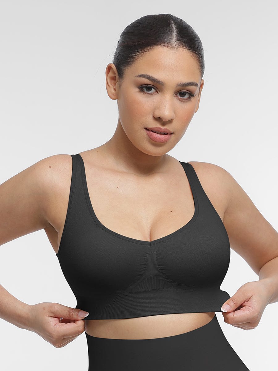 Seamless Back-Smoothing Support Bra with Removable Cups