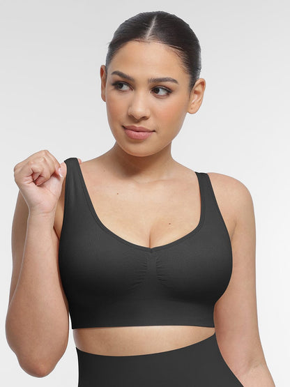 Seamless Back-Smoothing Support Bra with Removable Cups
