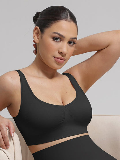 Seamless Back-Smoothing Support Bra with Removable Cups
