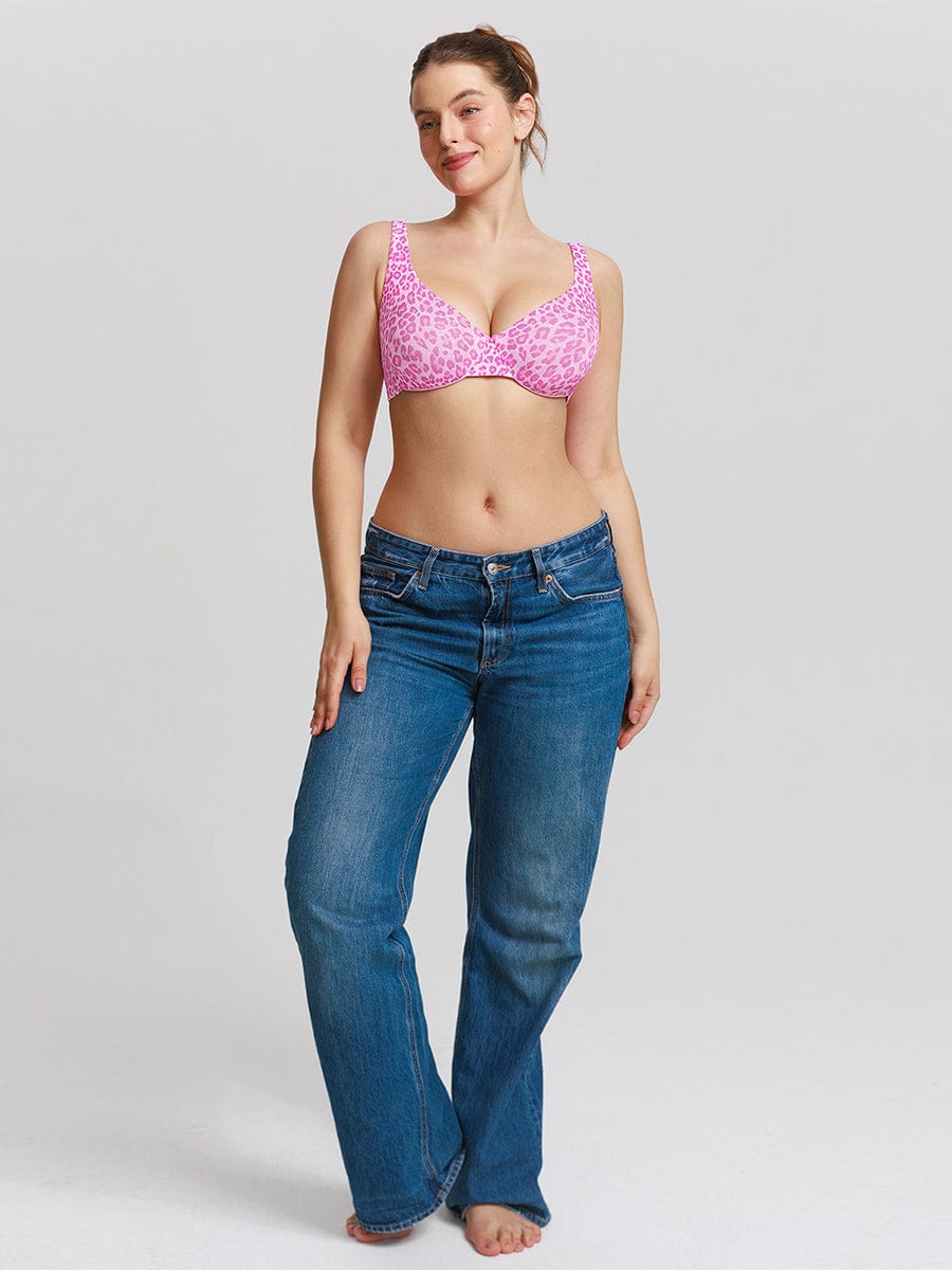 Unpadded Underwired Deep V-Neck Support Bra