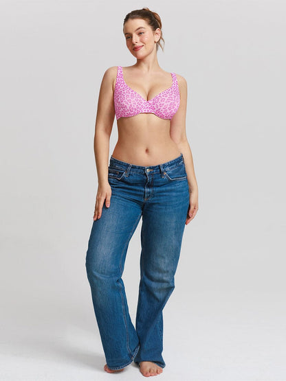 Unpadded Underwired Deep V-Neck Support Bra