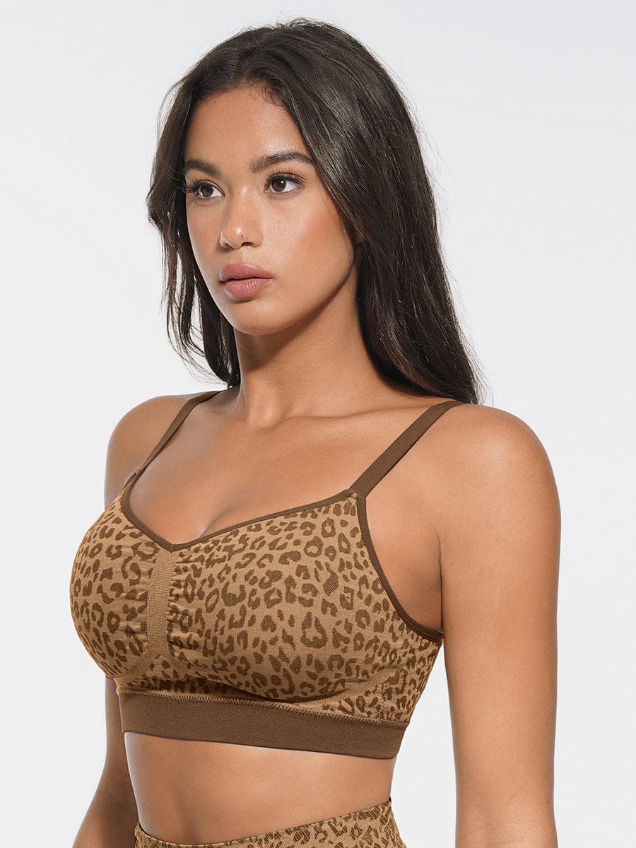 Seamless Leopard-Print Bust Support Bra
