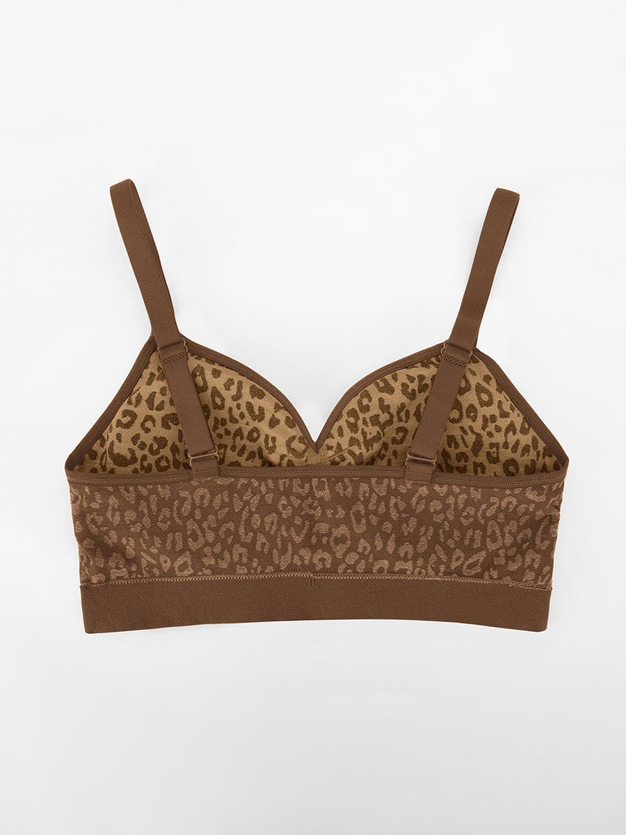 Seamless Leopard-Print Bust Support Bra