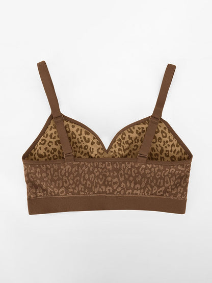 Seamless Leopard-Print Bust Support Bra