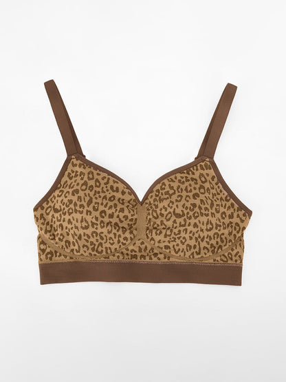 Seamless Leopard-Print Bust Support Bra