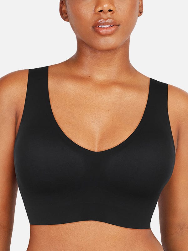 Fitted V-Neck Seamless Bra Tank Top