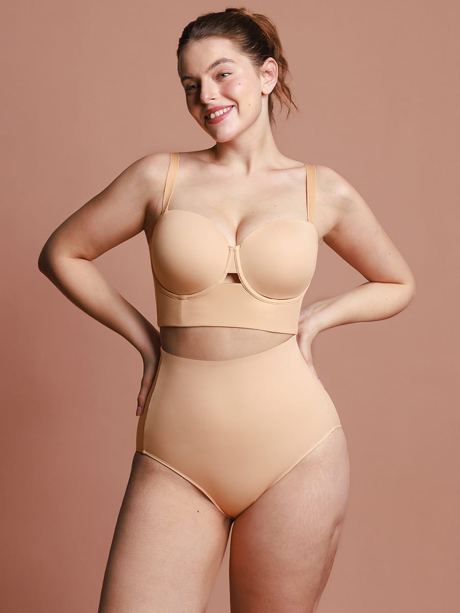Strapless Half-Cup Underwire Wide-Back Support Bra