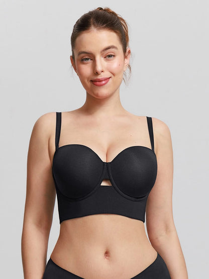 Strapless Half-Cup Underwire Wide-Back Support Bra