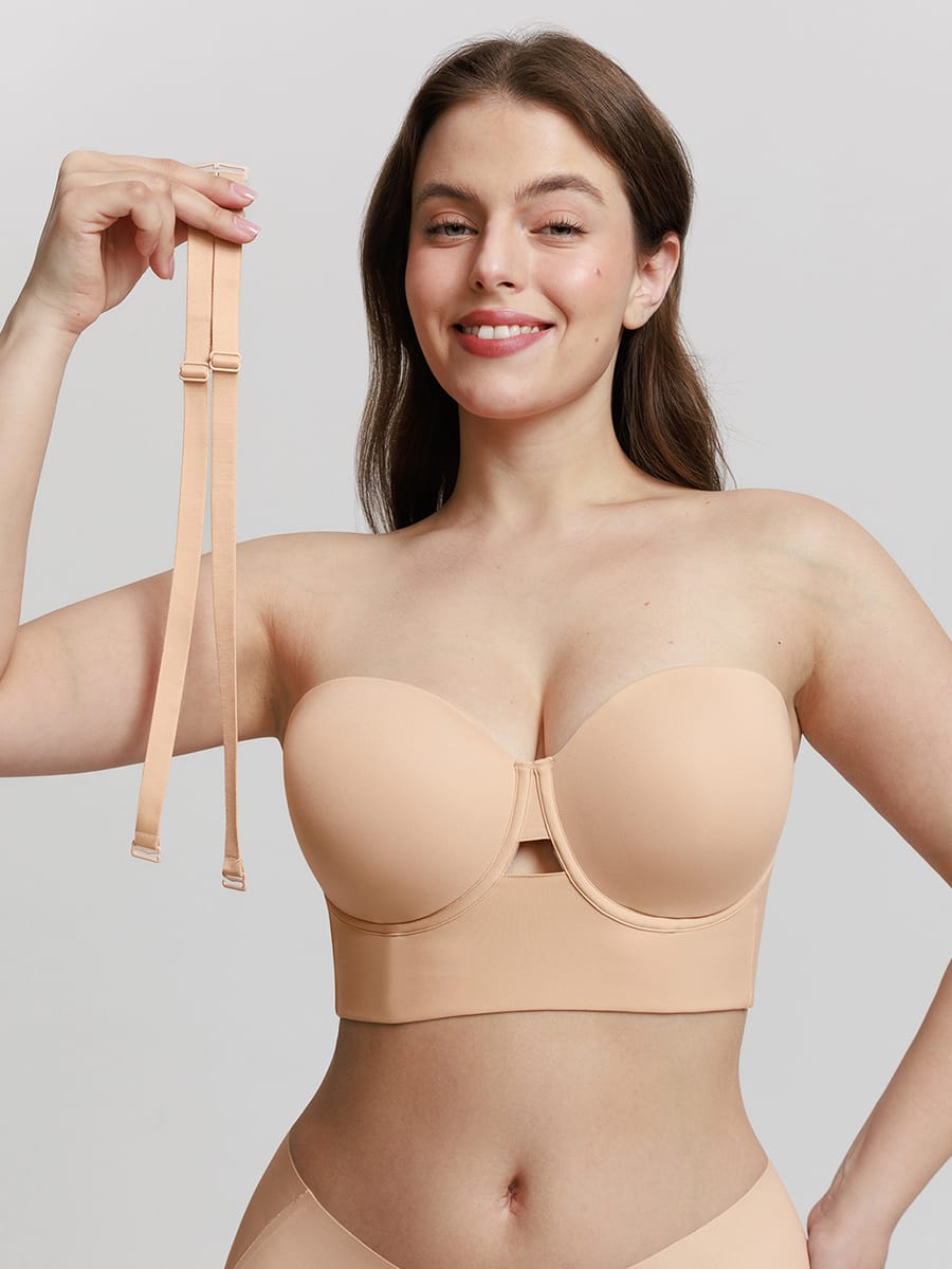 Women's Strapless Anti-Slip Bandeau Bra with Molded Cups