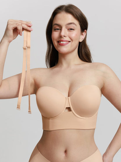 Women's Strapless Anti-Slip Bandeau Bra with Molded Cups