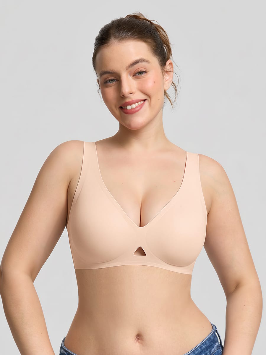 Cut-Out Wireless Seamless Jelly Support T-Shirt Bra