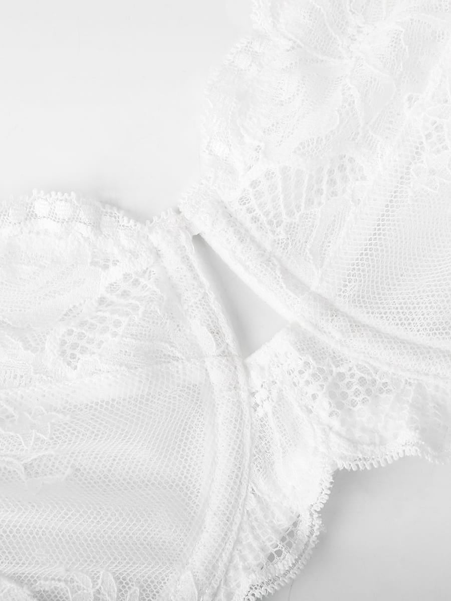 Unlined Underwire Sheer Floral Lace Bra