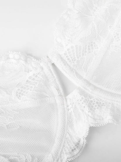 Unlined Underwire Sheer Floral Lace Bra