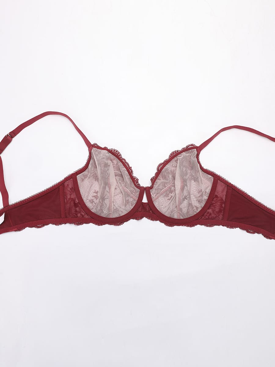 Unlined Underwire Sheer Floral Lace Bra