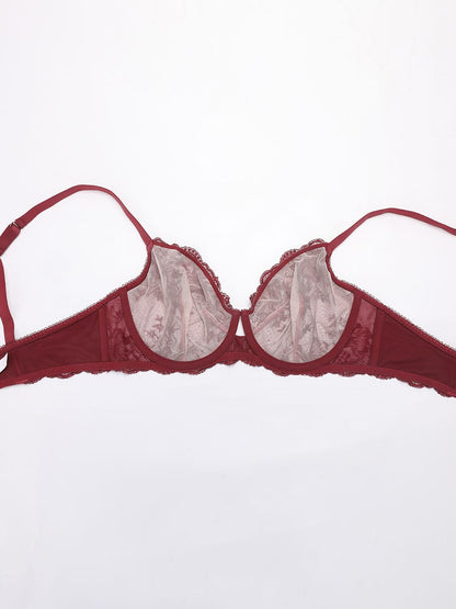 Unlined Underwire Sheer Floral Lace Bra