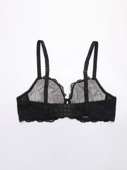 Unlined Underwire Sheer Floral Lace Bra