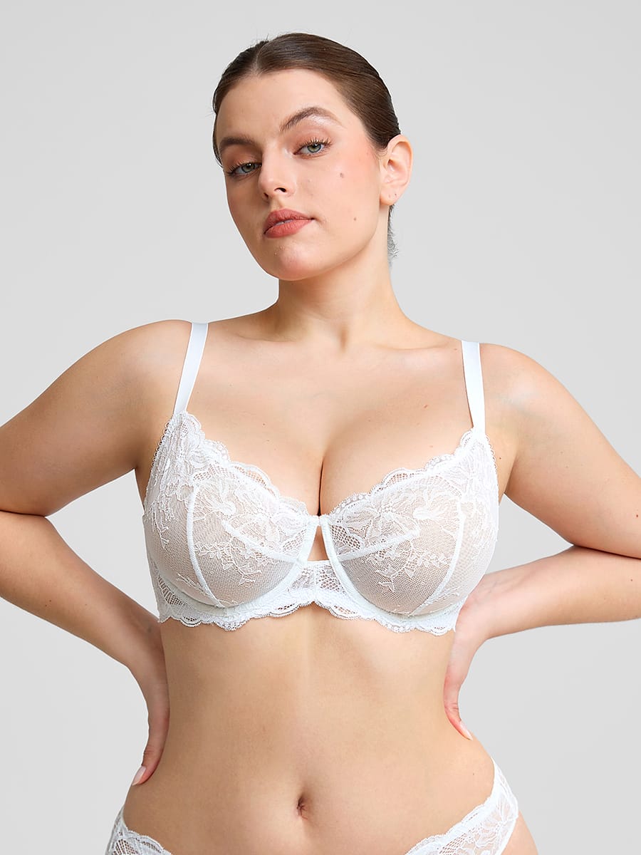 Unlined Underwire Sheer Floral Lace Bra