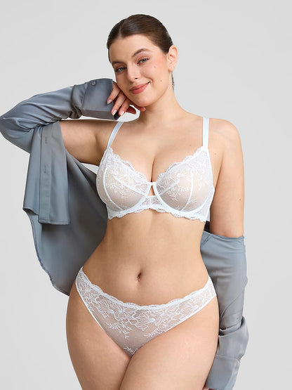Unlined Underwire Sheer Floral Lace Bra