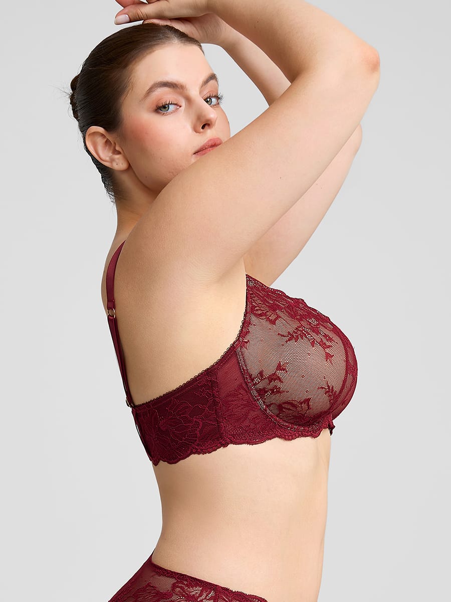 Unlined Underwire Sheer Floral Lace Bra