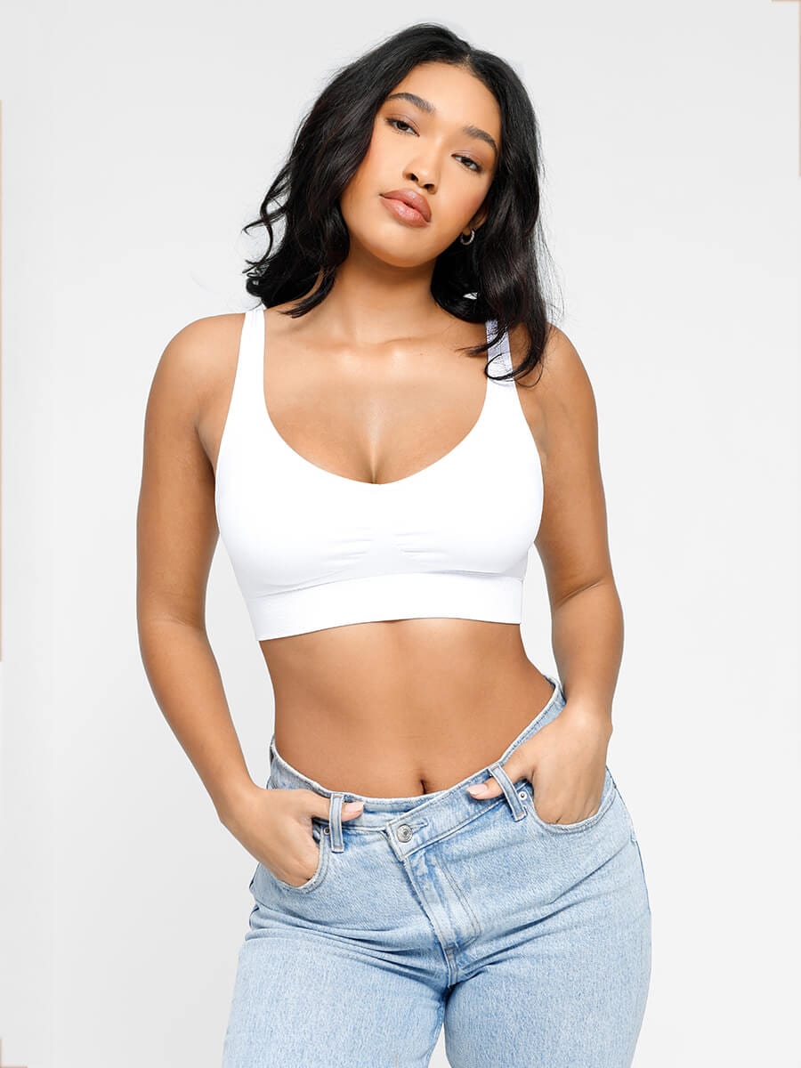 Seamless Back-Smoothing Support Bra with Removable Cups