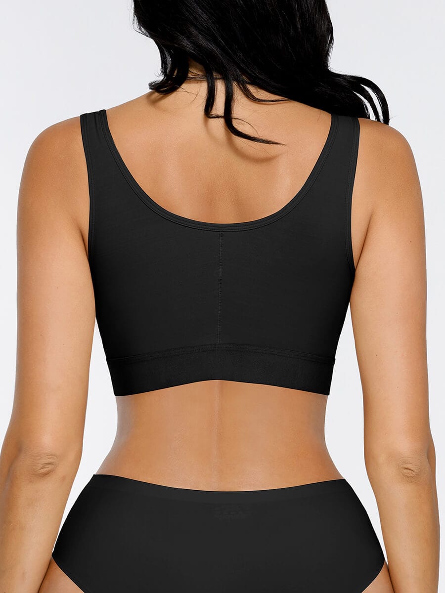 Adjustable Front-Closure Post-Surgery Bra with Triple Hooks