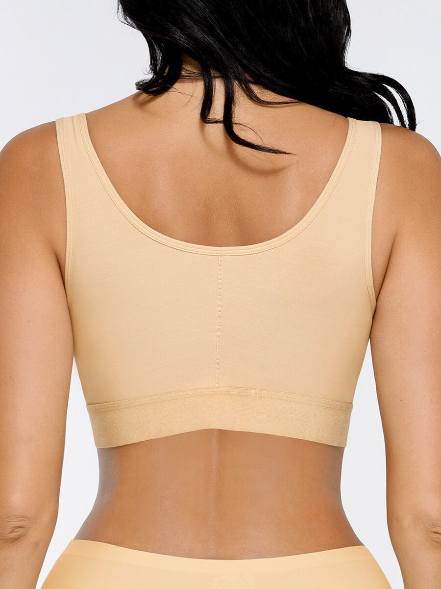 Adjustable Front-Closure Post-Surgery Bra with Triple Hooks