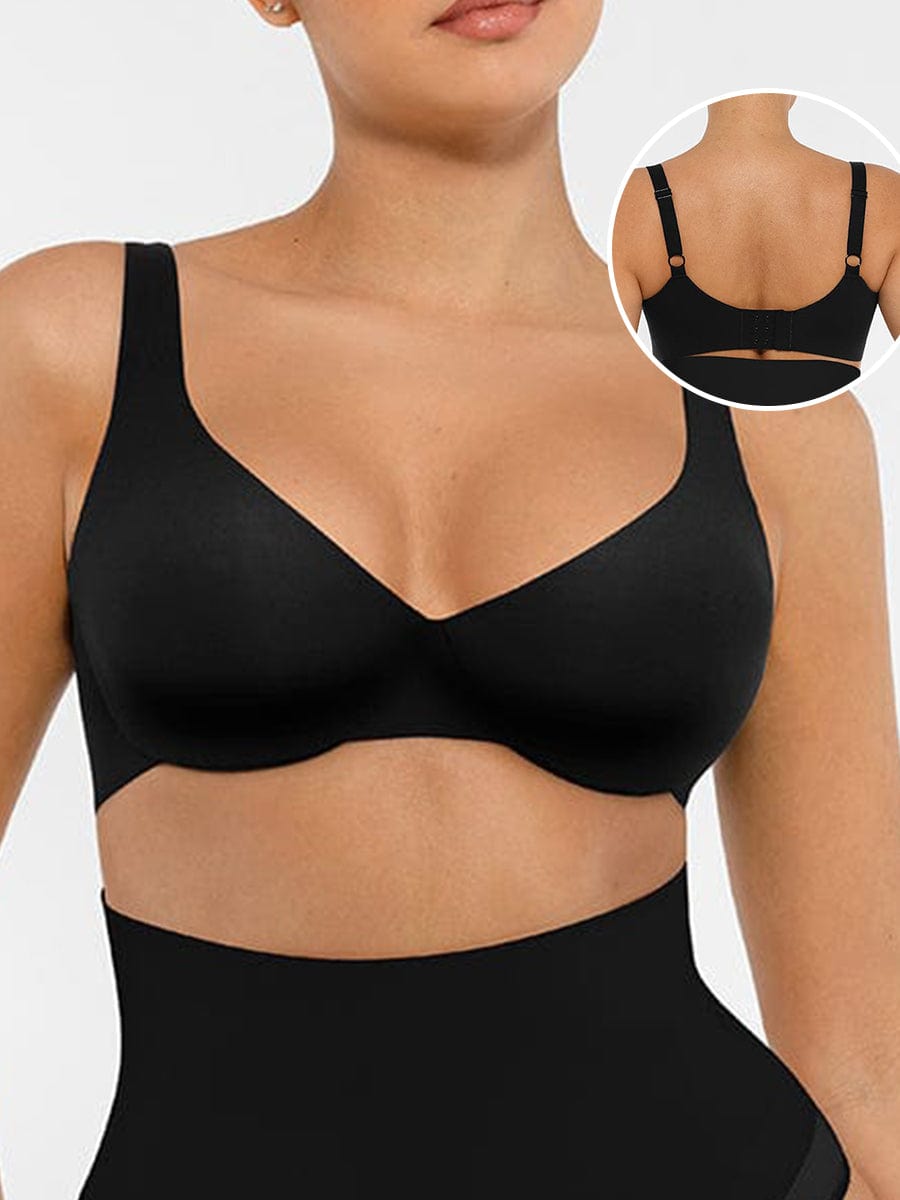 Unpadded Underwired Deep V-Neck Support Bra