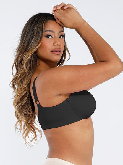 Unpadded Underwired Deep V-Neck Support Bra