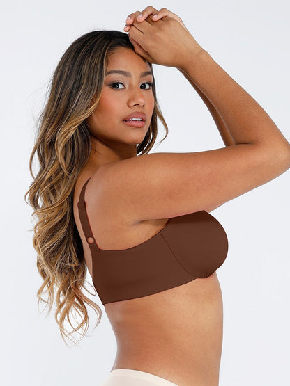 Unpadded Underwired Deep V-Neck Support Bra